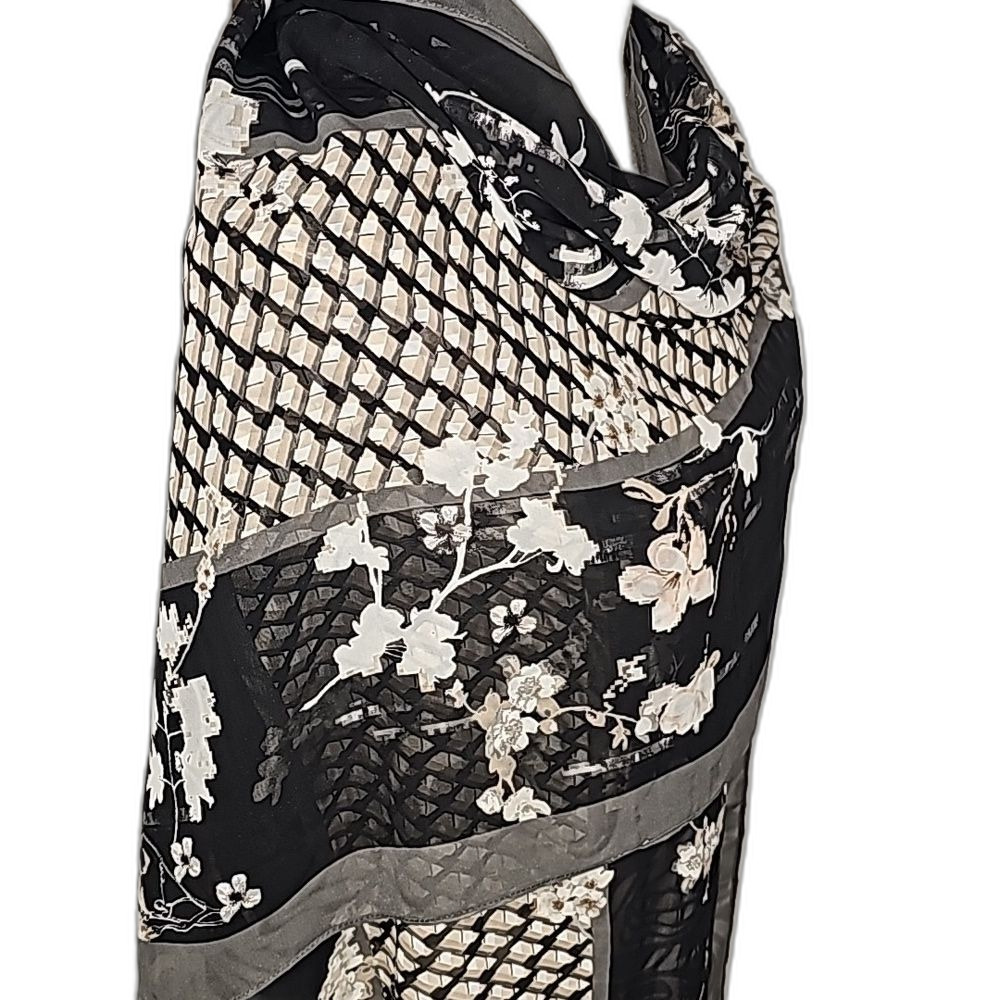 Wrap Scarf Black Gray Beige Pink White Floral
